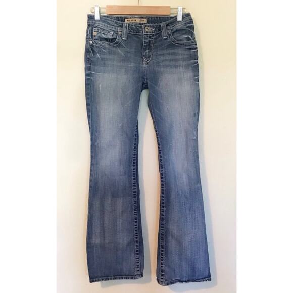 Big Star Maddie Mid rise Stretch western distressed boot bootcut blue jeans 27 - Picture 1 of 13